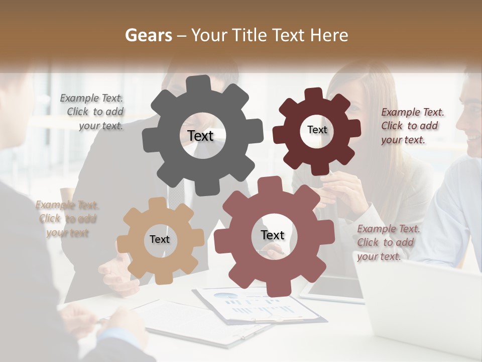 A Group Of People Sitting Around A Table Talking PowerPoint Template