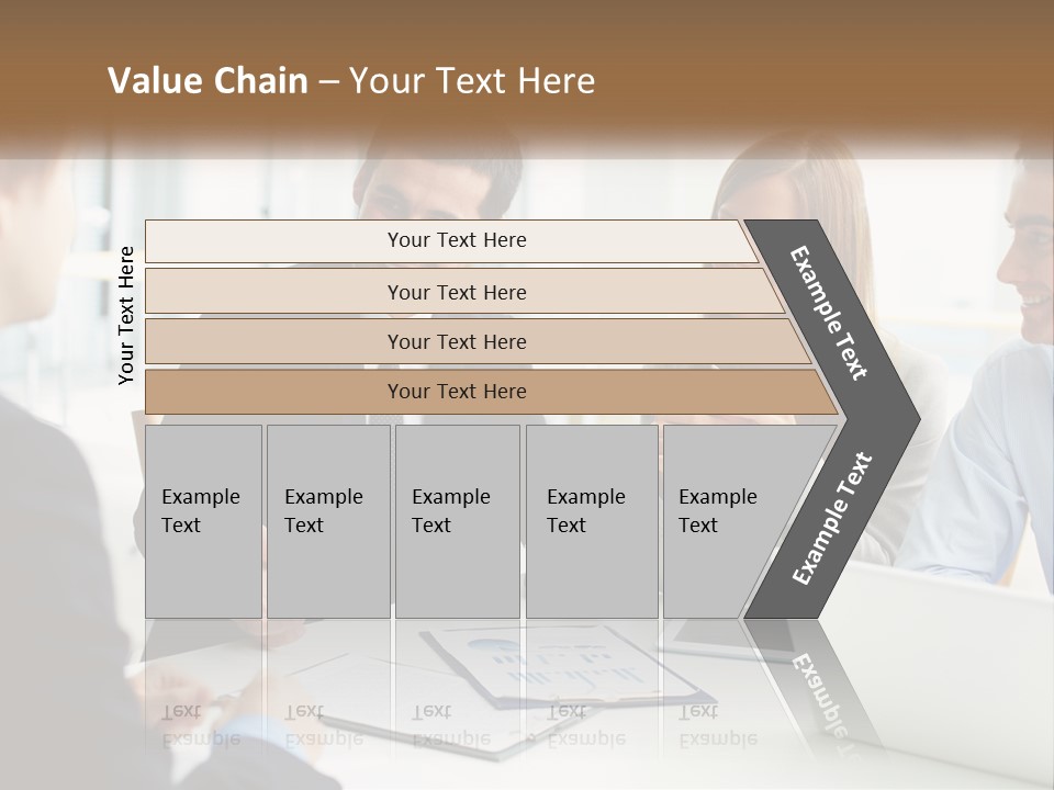 A Group Of People Sitting Around A Table Talking PowerPoint Template