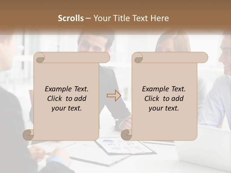 A Group Of People Sitting Around A Table Talking PowerPoint Template