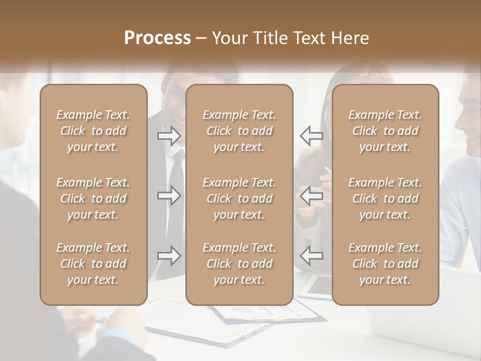 A Group Of People Sitting Around A Table Talking PowerPoint Template