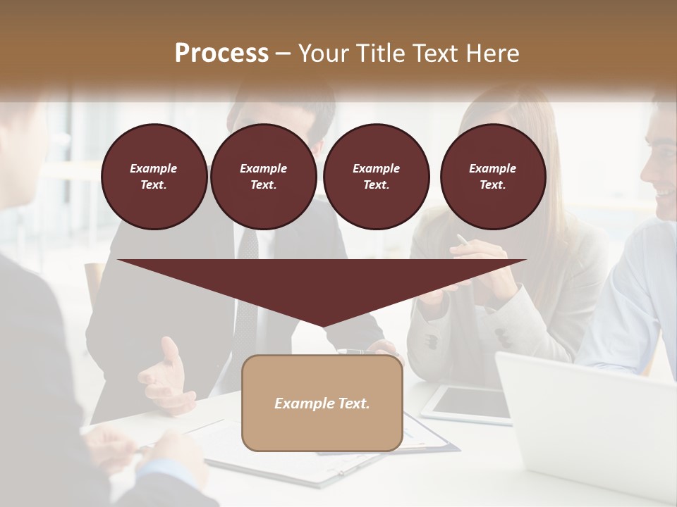 A Group Of People Sitting Around A Table Talking PowerPoint Template