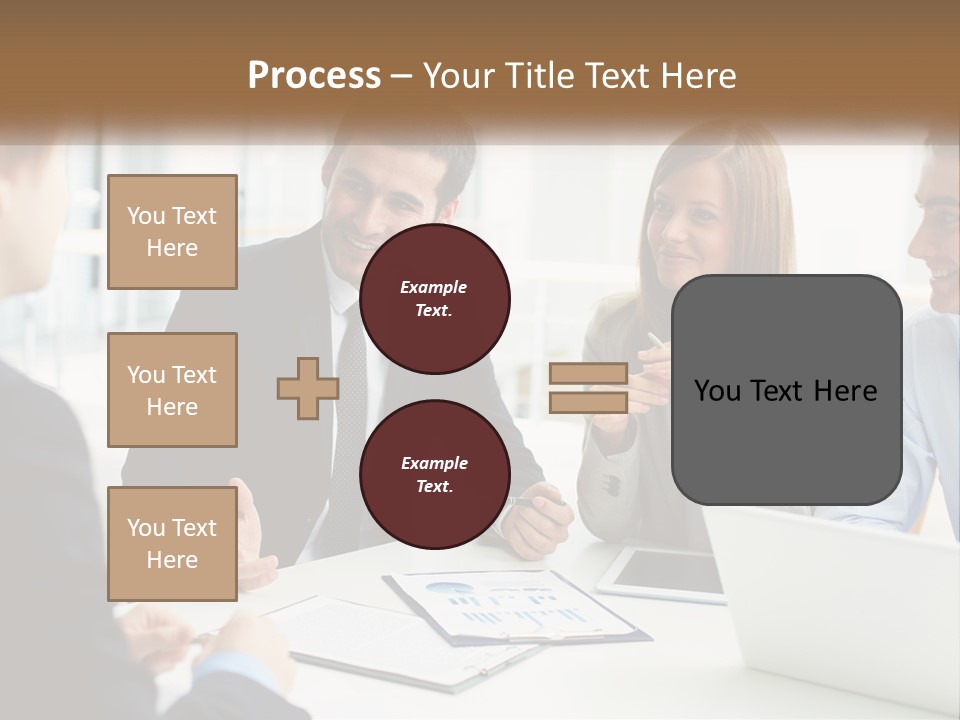 A Group Of People Sitting Around A Table Talking PowerPoint Template