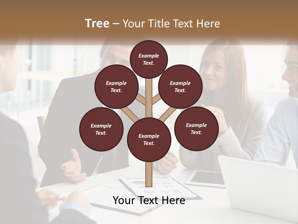 A Group Of People Sitting Around A Table Talking PowerPoint Template