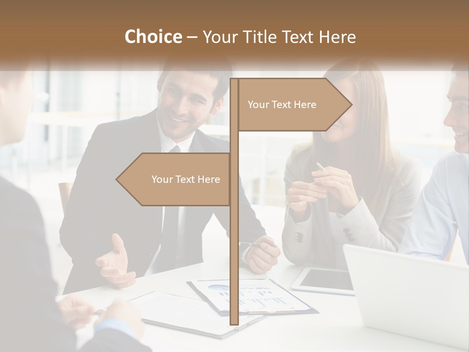 A Group Of People Sitting Around A Table Talking PowerPoint Template