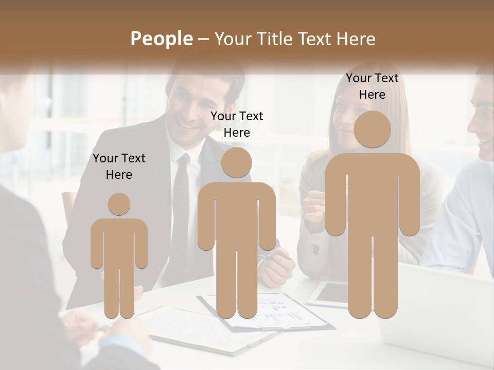 A Group Of People Sitting Around A Table Talking PowerPoint Template