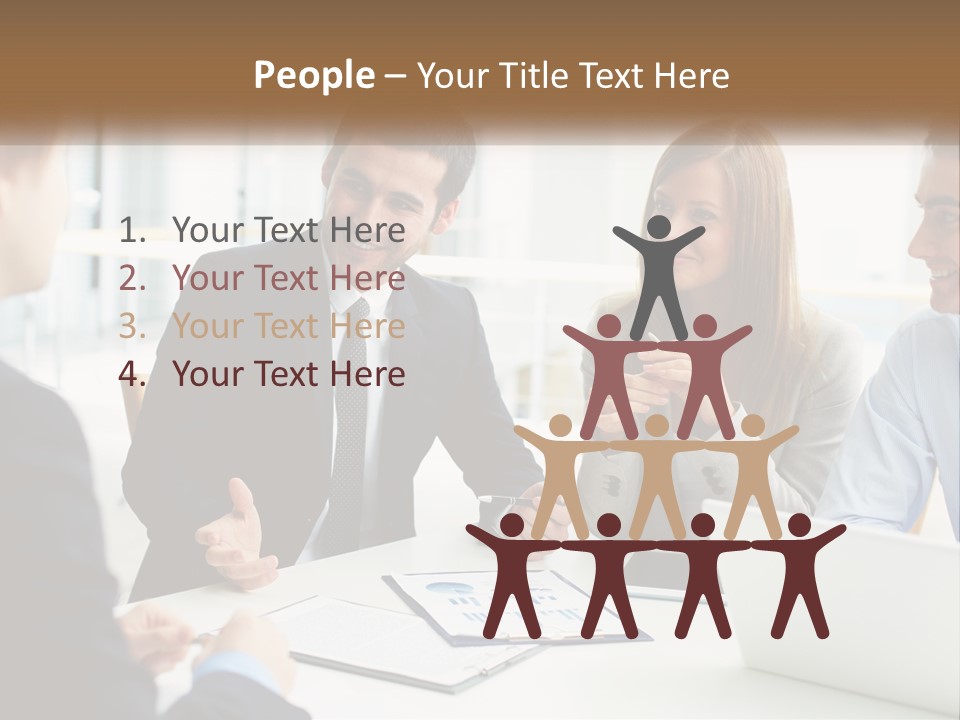 A Group Of People Sitting Around A Table Talking PowerPoint Template