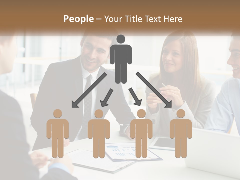 A Group Of People Sitting Around A Table Talking PowerPoint Template