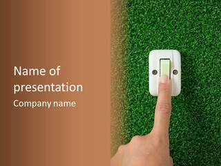 A Person Pressing A Button On A Green Lawn PowerPoint Template
