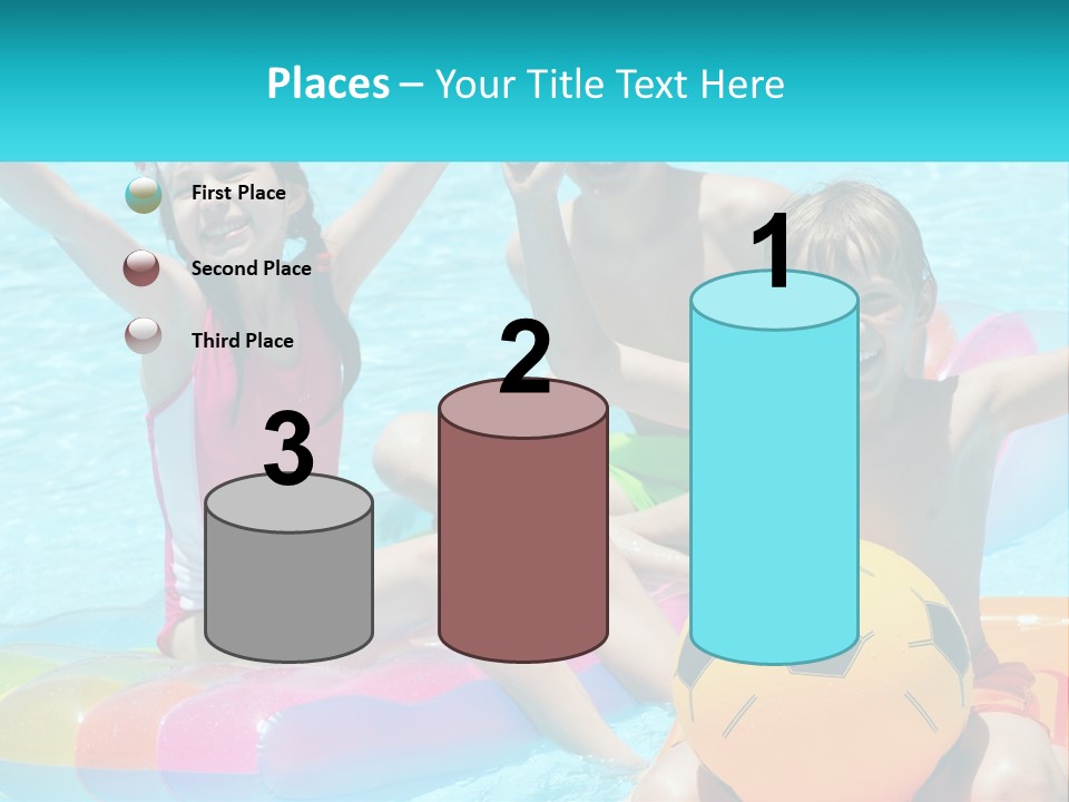 A Group Of Kids Playing In A Pool With A Ball PowerPoint Template