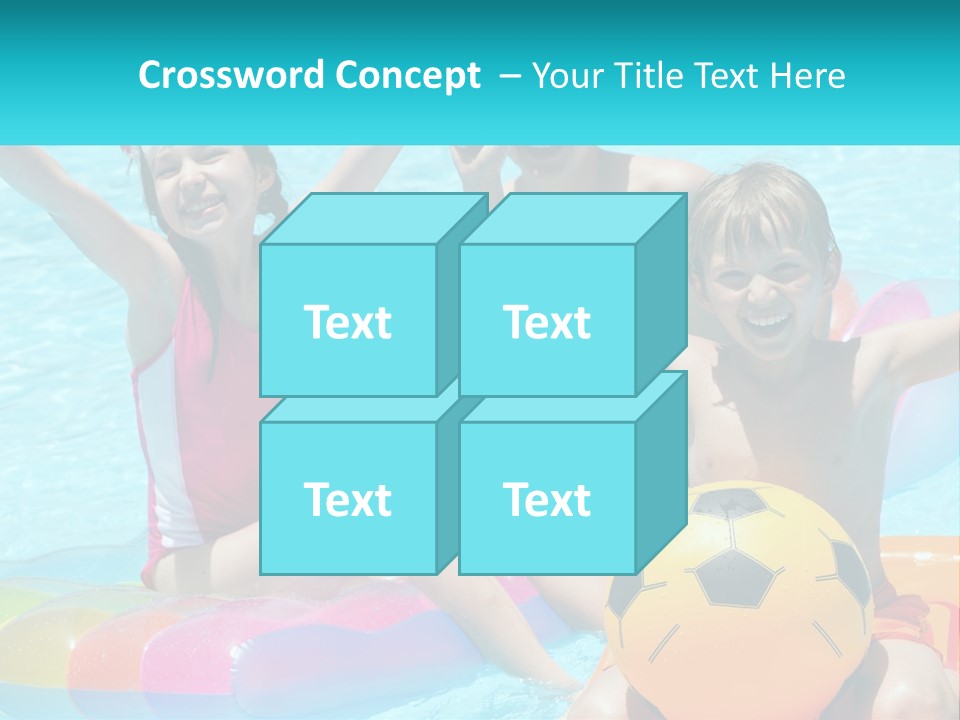 A Group Of Kids Playing In A Pool With A Ball PowerPoint Template