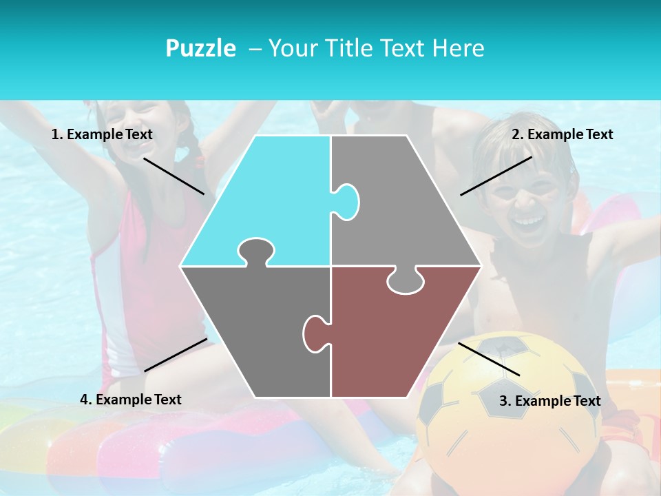 A Group Of Kids Playing In A Pool With A Ball PowerPoint Template