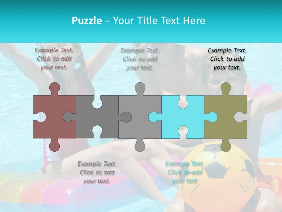 A Group Of Kids Playing In A Pool With A Ball PowerPoint Template