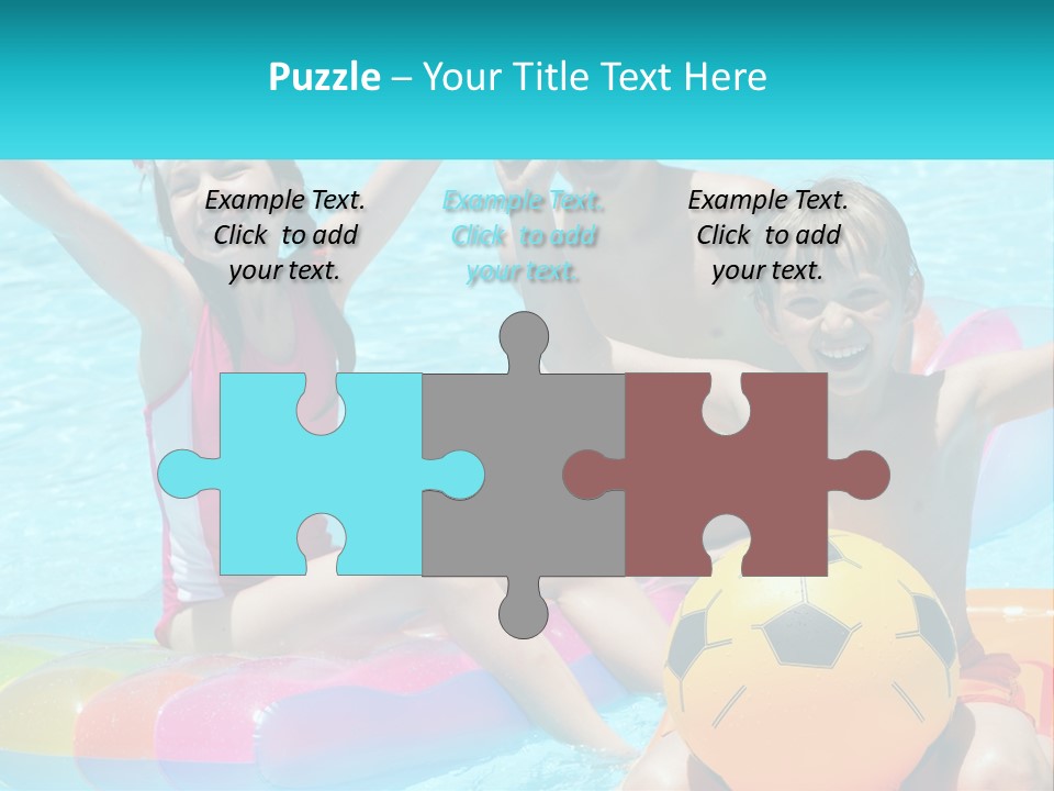 A Group Of Kids Playing In A Pool With A Ball PowerPoint Template