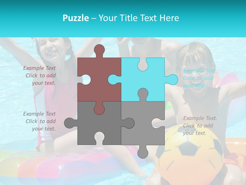 A Group Of Kids Playing In A Pool With A Ball PowerPoint Template