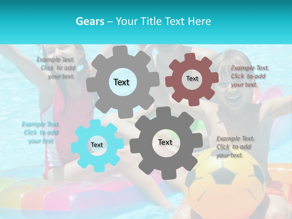 A Group Of Kids Playing In A Pool With A Ball PowerPoint Template