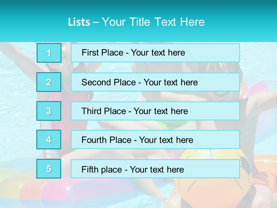 A Group Of Kids Playing In A Pool With A Ball PowerPoint Template