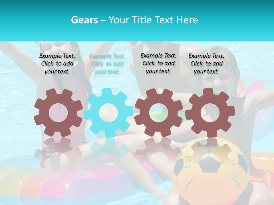 A Group Of Kids Playing In A Pool With A Ball PowerPoint Template
