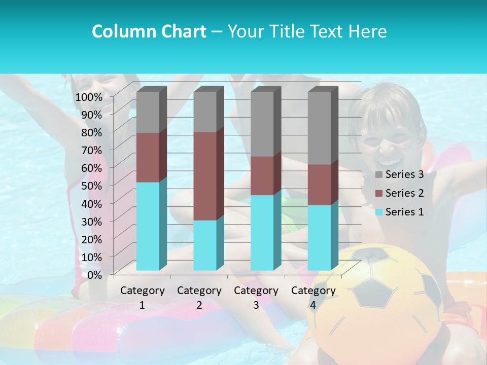 A Group Of Kids Playing In A Pool With A Ball PowerPoint Template