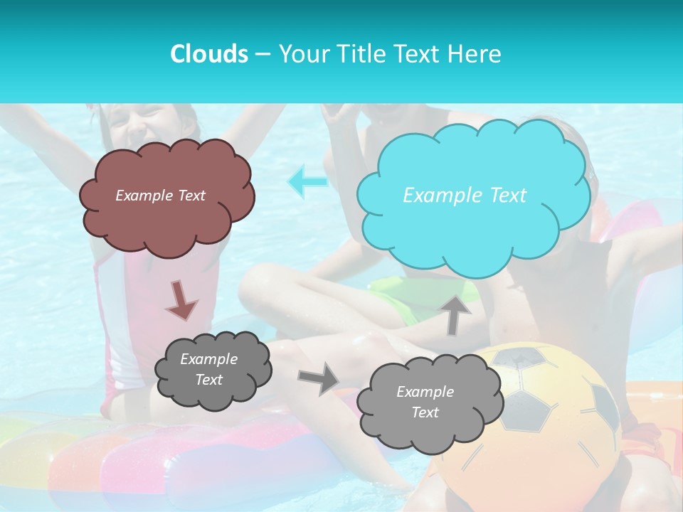 A Group Of Kids Playing In A Pool With A Ball PowerPoint Template