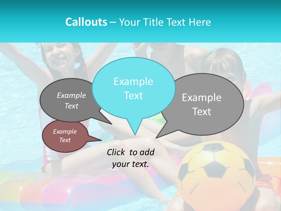 A Group Of Kids Playing In A Pool With A Ball PowerPoint Template