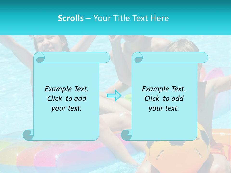 A Group Of Kids Playing In A Pool With A Ball PowerPoint Template