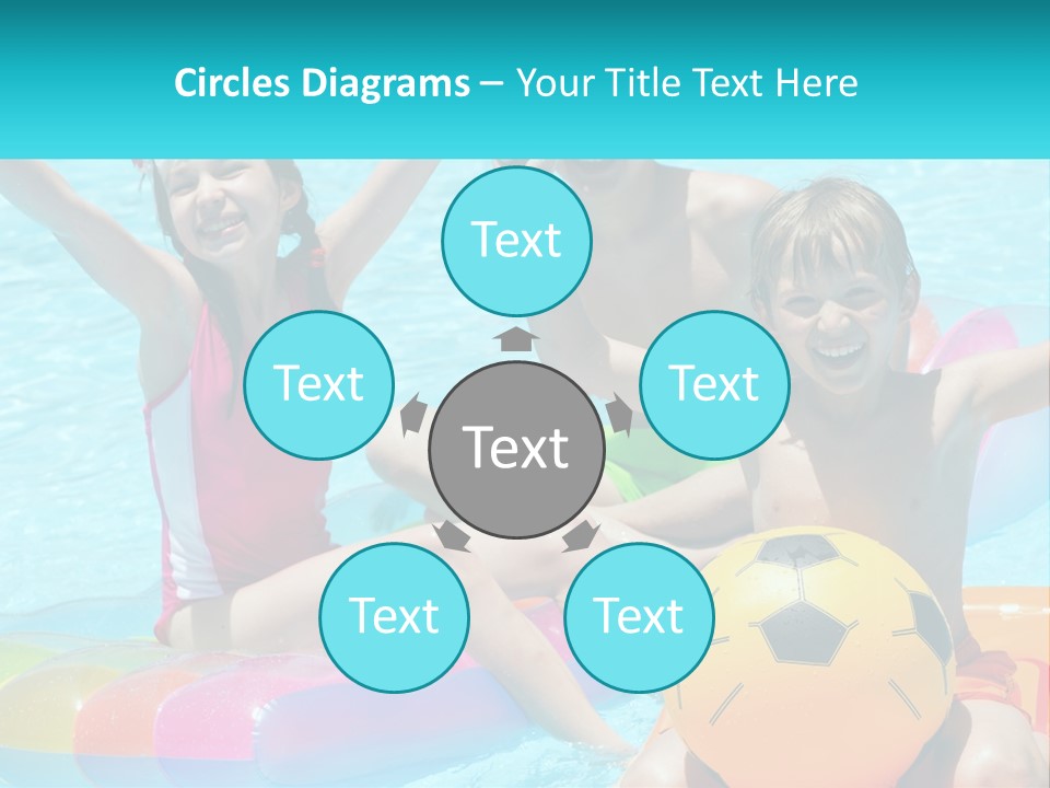 A Group Of Kids Playing In A Pool With A Ball PowerPoint Template