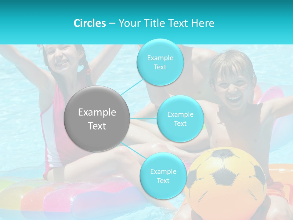 A Group Of Kids Playing In A Pool With A Ball PowerPoint Template