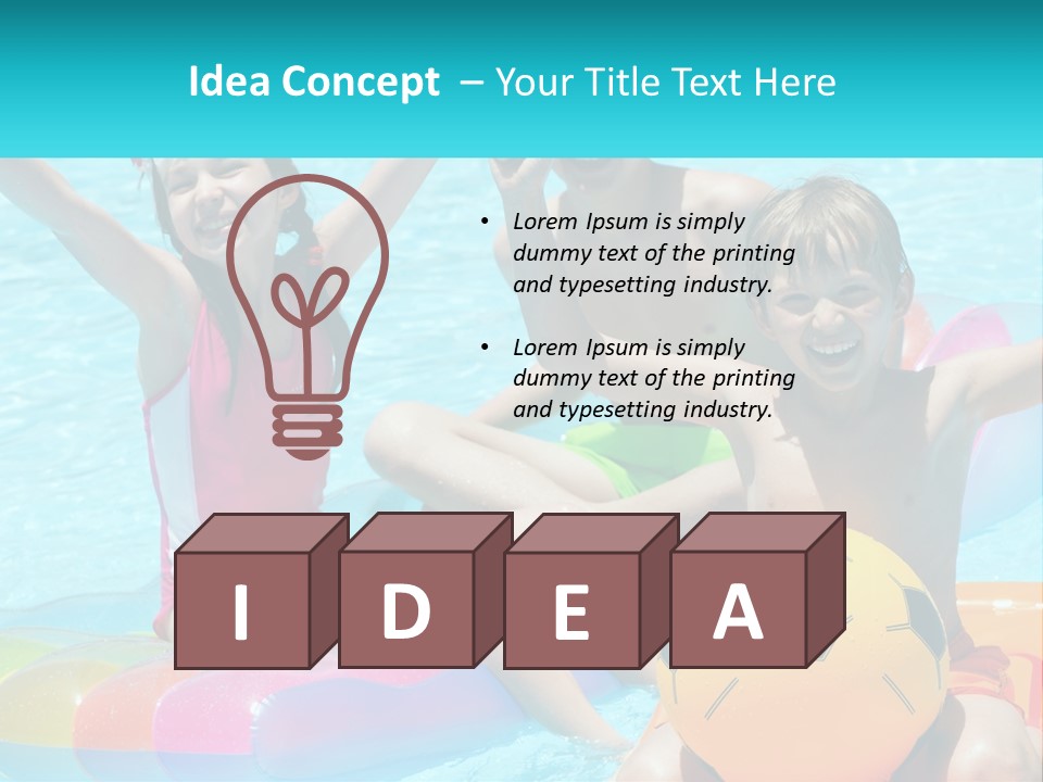 A Group Of Kids Playing In A Pool With A Ball PowerPoint Template