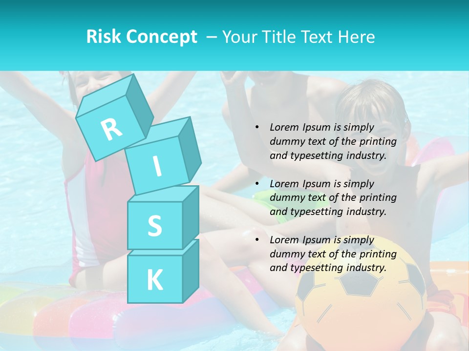 A Group Of Kids Playing In A Pool With A Ball PowerPoint Template