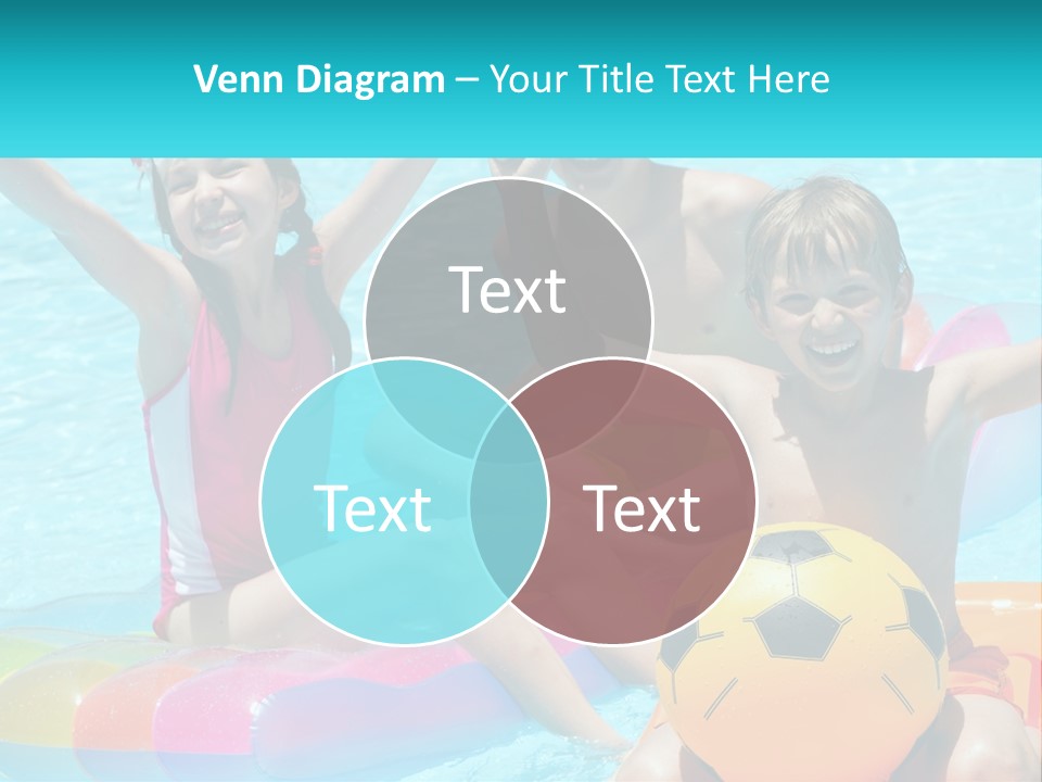 A Group Of Kids Playing In A Pool With A Ball PowerPoint Template