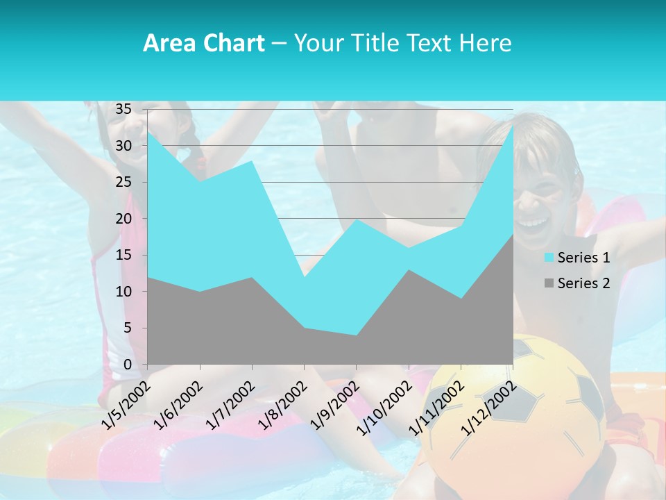 A Group Of Kids Playing In A Pool With A Ball PowerPoint Template