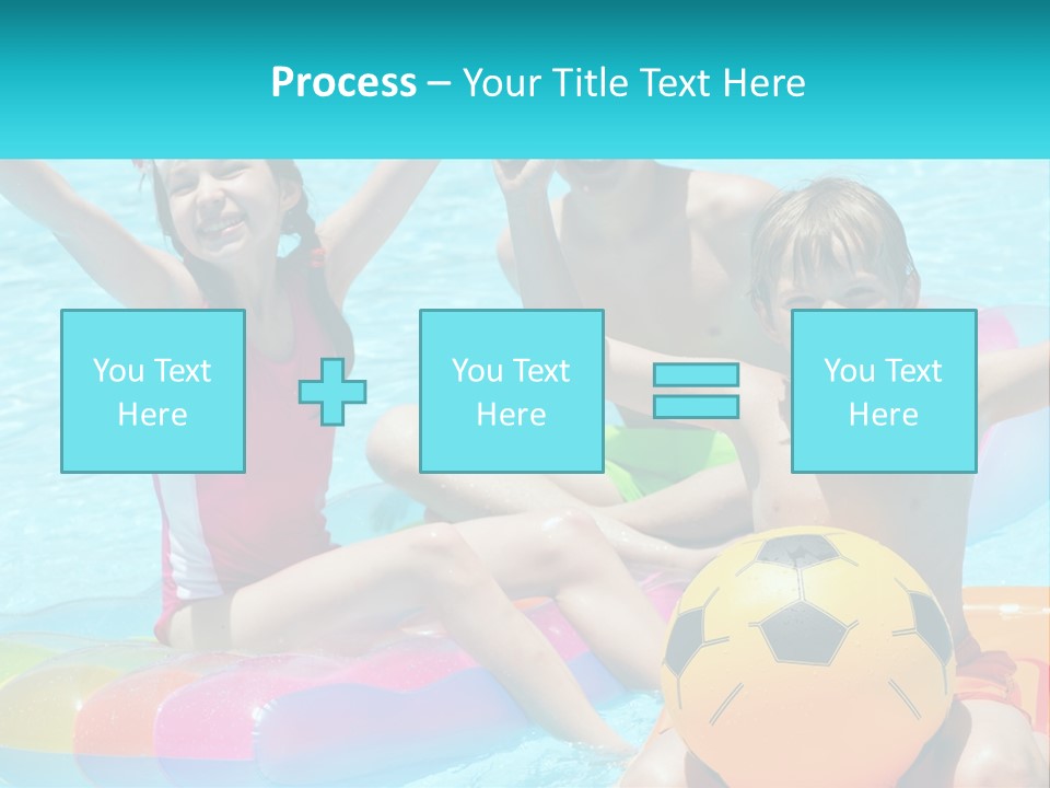 A Group Of Kids Playing In A Pool With A Ball PowerPoint Template