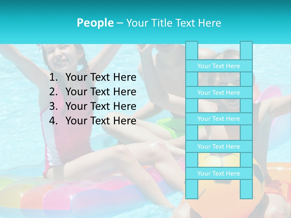 A Group Of Kids Playing In A Pool With A Ball PowerPoint Template