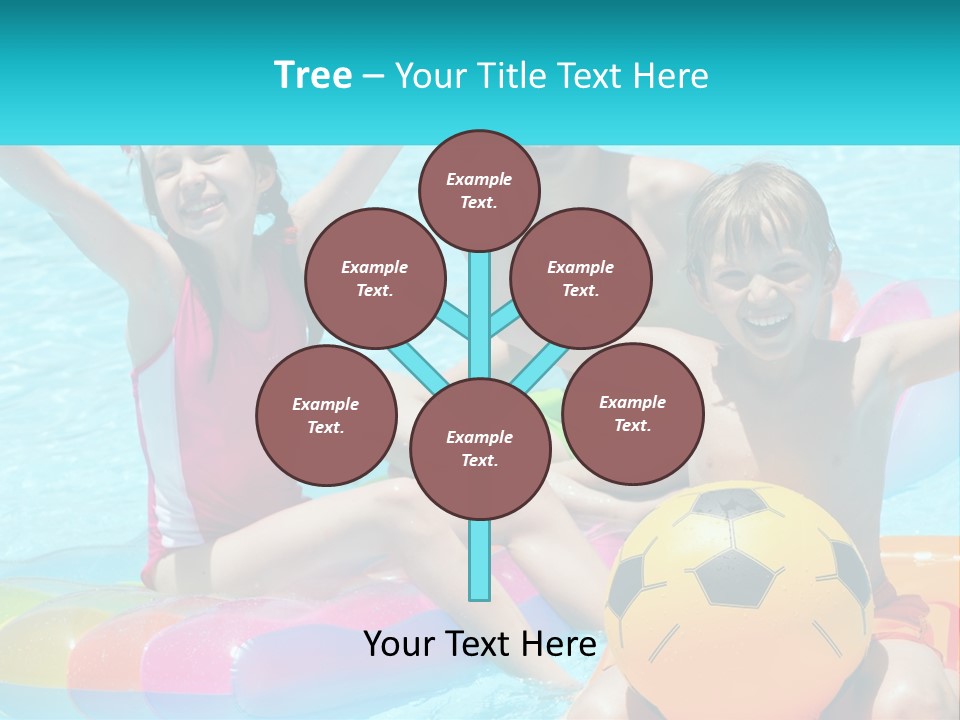 A Group Of Kids Playing In A Pool With A Ball PowerPoint Template