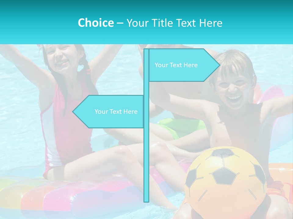 A Group Of Kids Playing In A Pool With A Ball PowerPoint Template