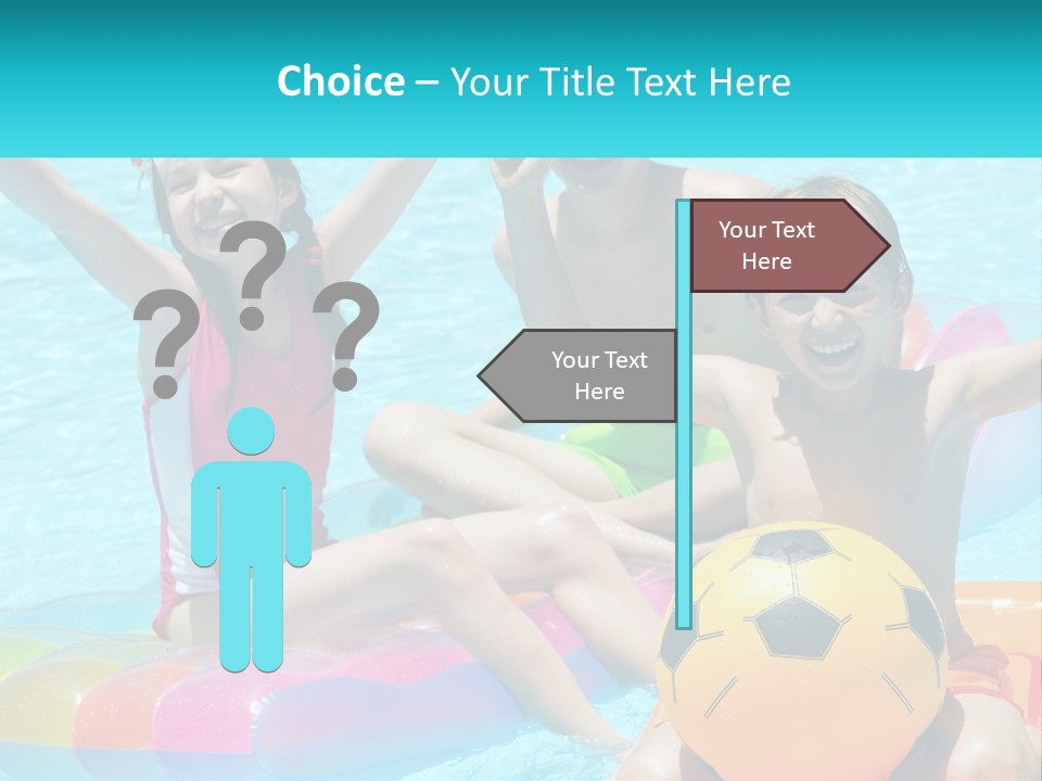 A Group Of Kids Playing In A Pool With A Ball PowerPoint Template