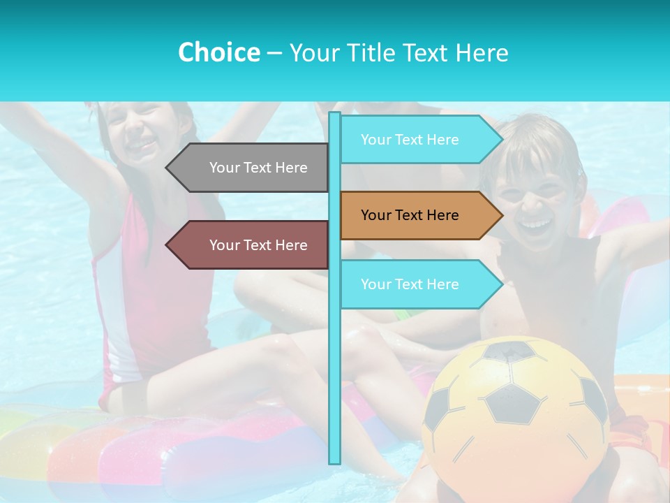 A Group Of Kids Playing In A Pool With A Ball PowerPoint Template