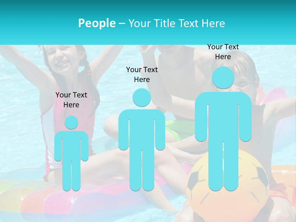 A Group Of Kids Playing In A Pool With A Ball PowerPoint Template