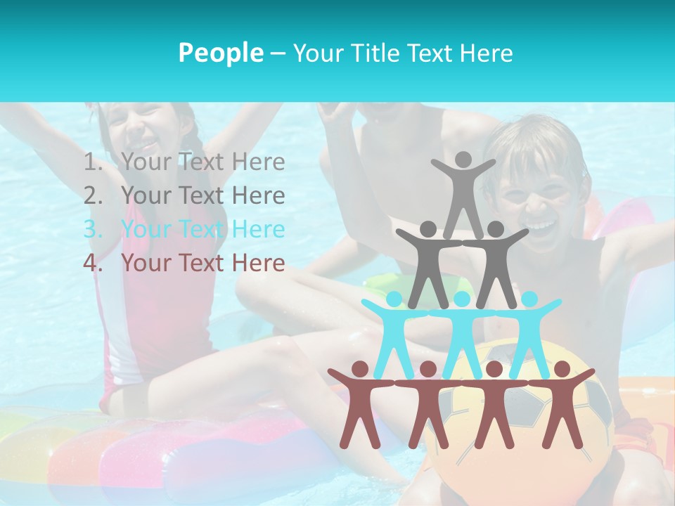 A Group Of Kids Playing In A Pool With A Ball PowerPoint Template