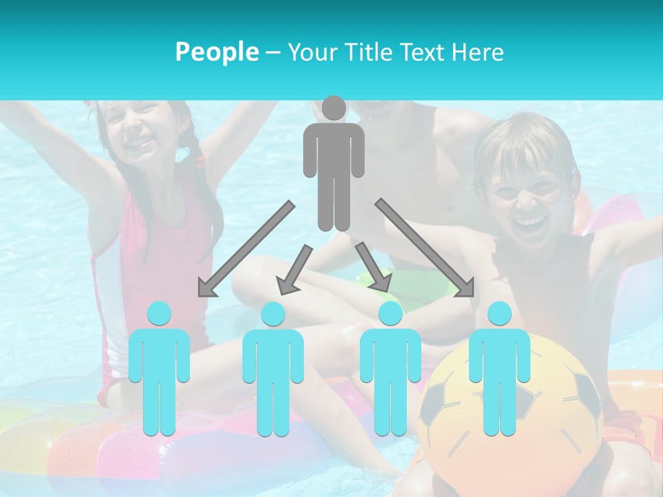 A Group Of Kids Playing In A Pool With A Ball PowerPoint Template
