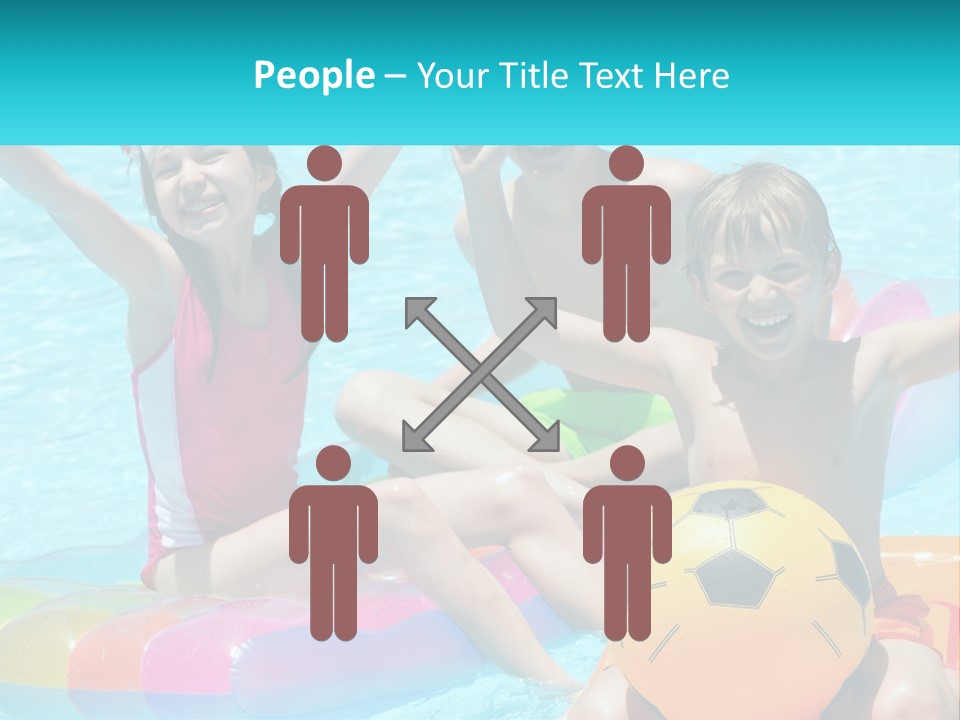A Group Of Kids Playing In A Pool With A Ball PowerPoint Template