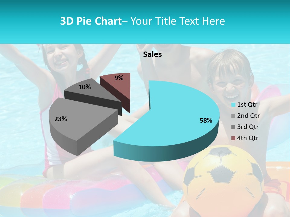 A Group Of Kids Playing In A Pool With A Ball PowerPoint Template