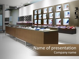 A Display Of Shoes In A Shoe Store PowerPoint Template
