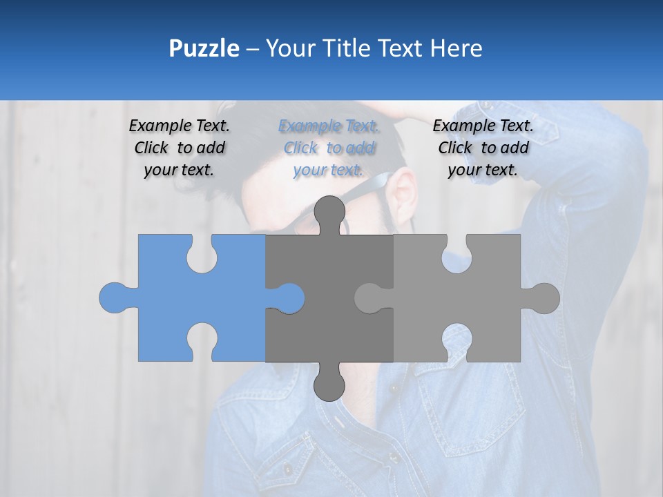 A Man Wearing Glasses And A Denim Shirt PowerPoint Template