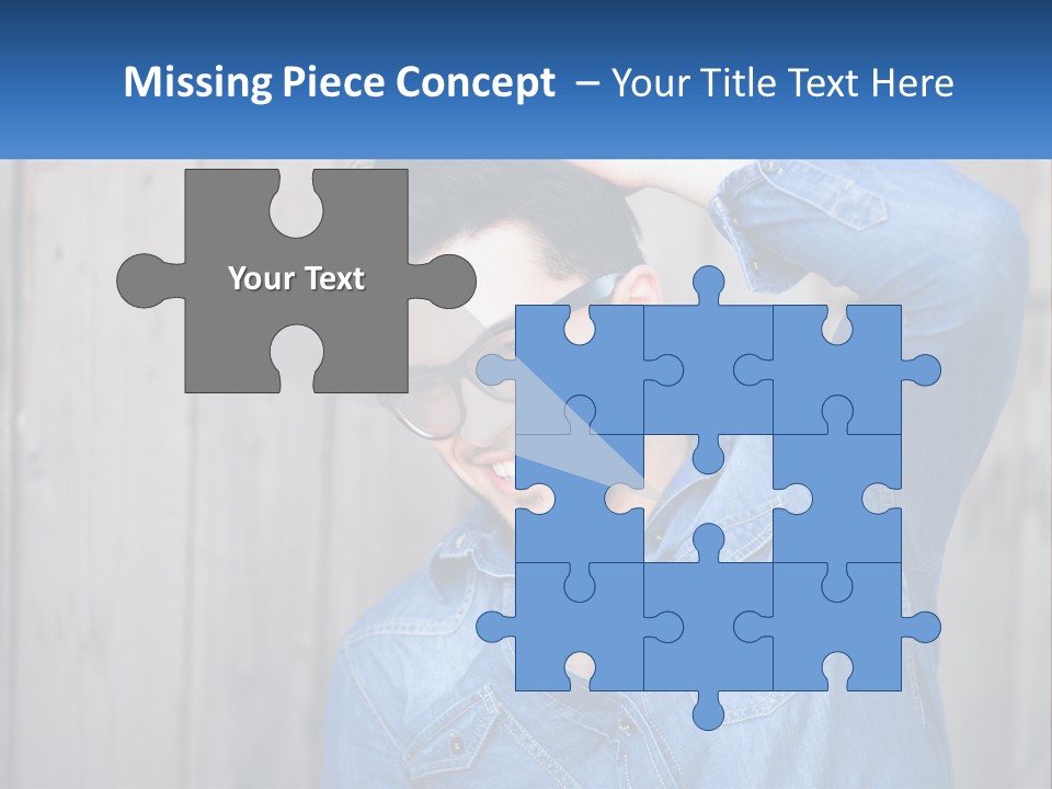 A Man Wearing Glasses And A Denim Shirt PowerPoint Template