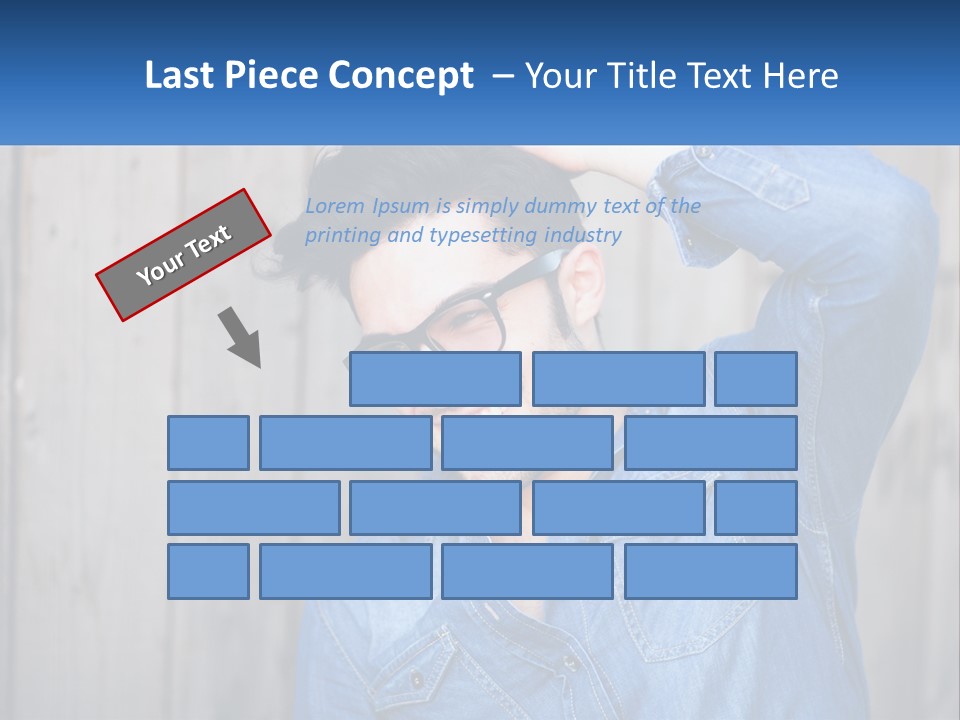 A Man Wearing Glasses And A Denim Shirt PowerPoint Template