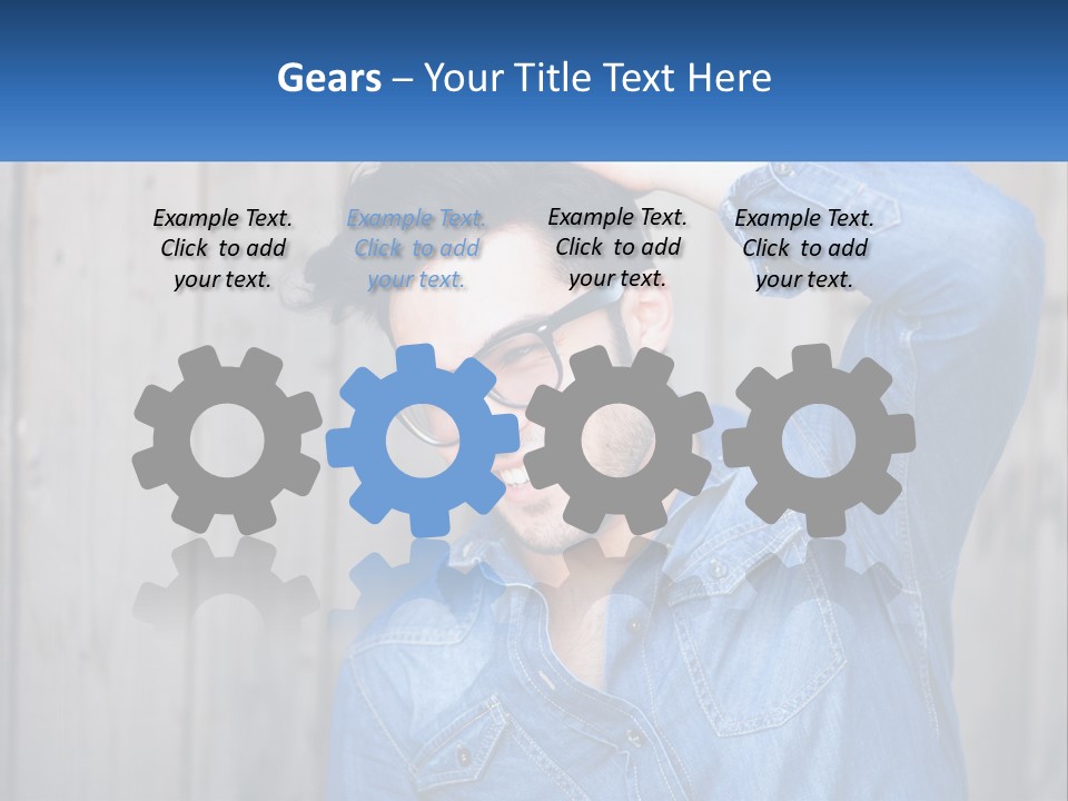 A Man Wearing Glasses And A Denim Shirt PowerPoint Template