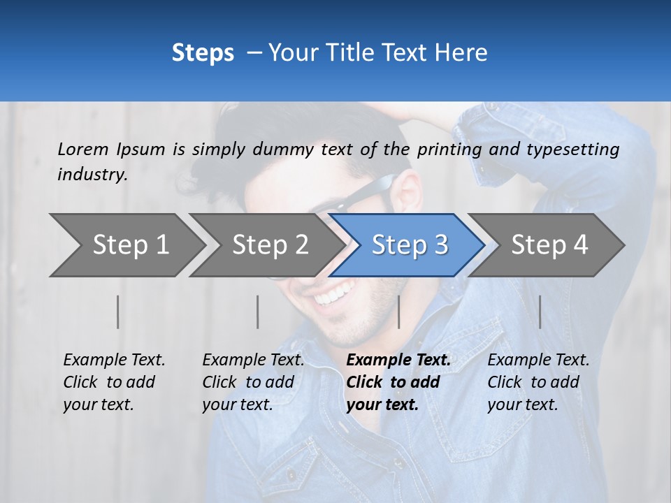 A Man Wearing Glasses And A Denim Shirt PowerPoint Template