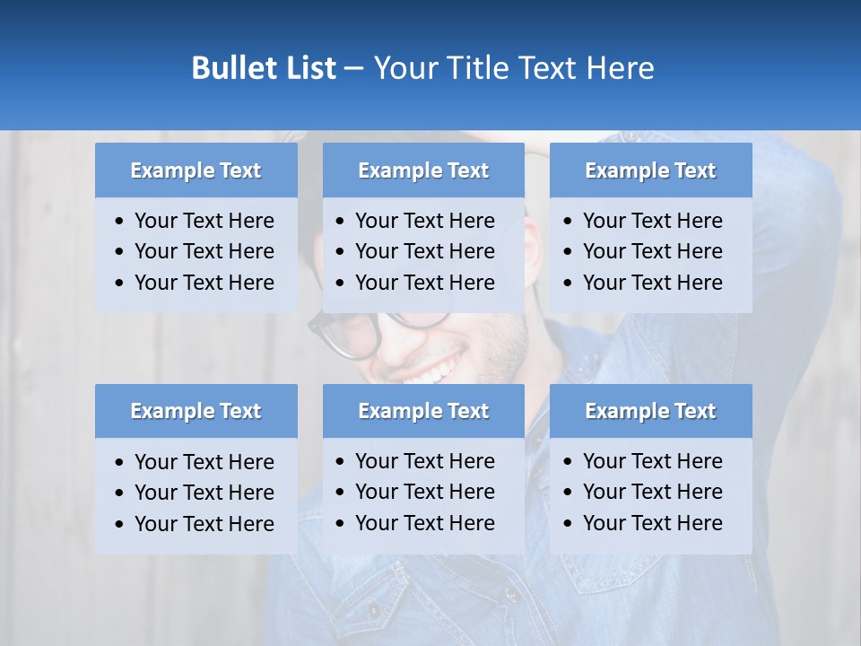 A Man Wearing Glasses And A Denim Shirt PowerPoint Template