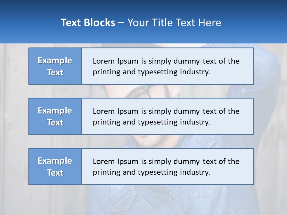 A Man Wearing Glasses And A Denim Shirt PowerPoint Template